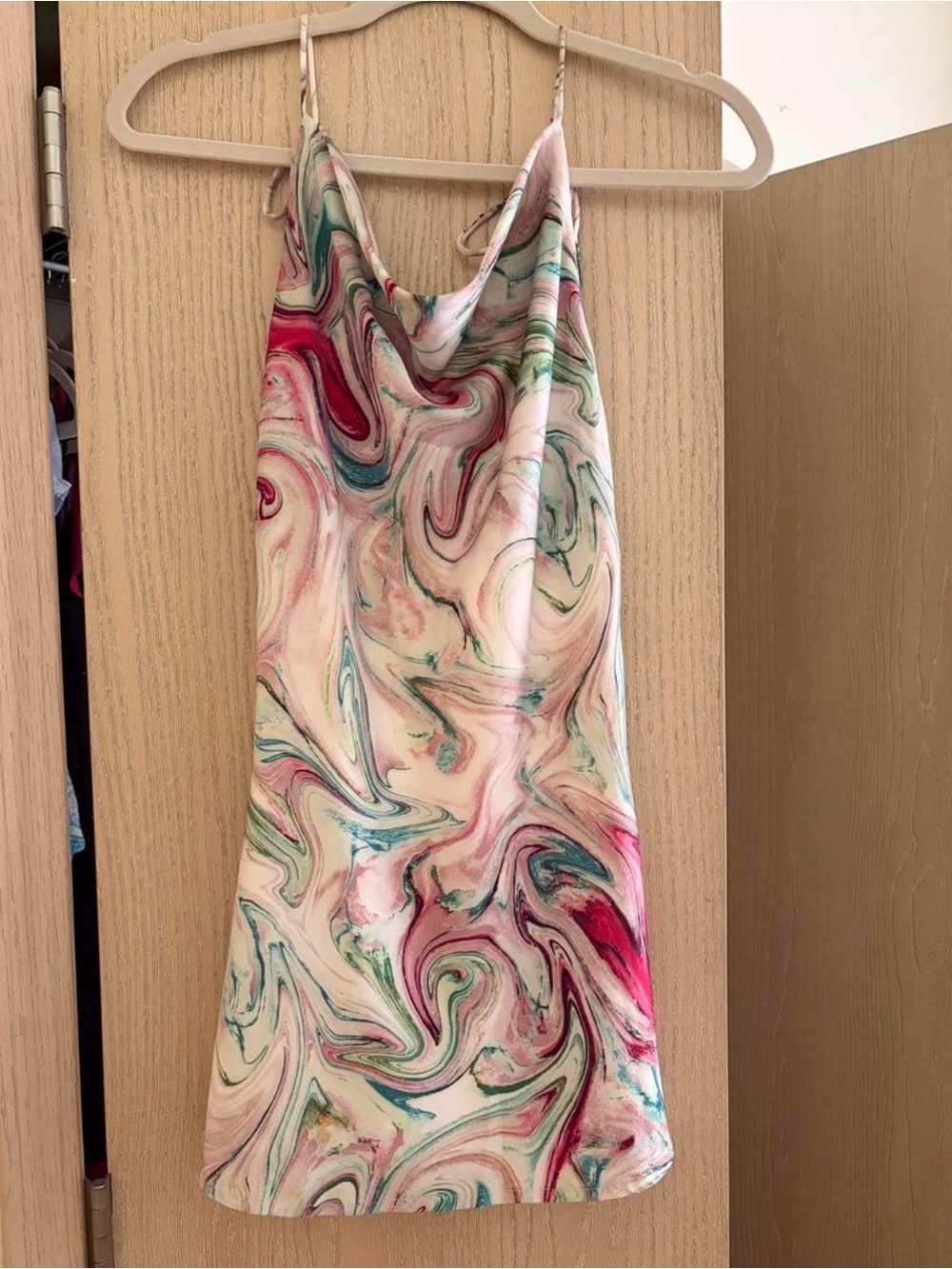 Princess Polly Marble-Print Slip Dress in Pink, Green & Blue